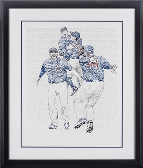 2016 Chicago Cubs Championship Celebration Original 16 x 20 Artwork by Word Artist Dan Duffy